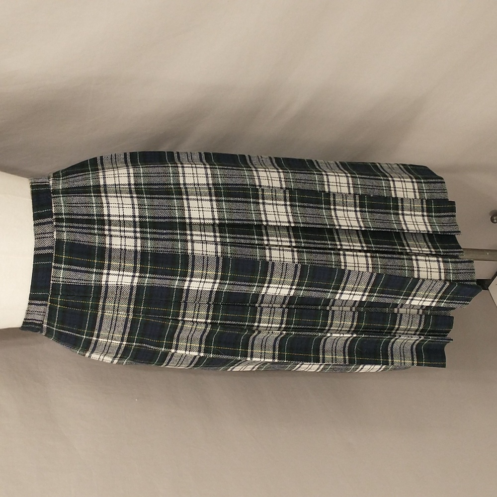 Classic Tartan Vintage Pleated Plaid Skirt Wool USA Made See Measure Long Midi